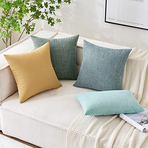 MIULEE Pack of 2 Decorative Linen Burlap Textured Pillow Covers Farmhouse Boho Accent Pillowcases Spring Home Decor for Couch Sofa Bedroom Living Room 18x18 Inch Mustard Yellow - color: Mustard Yellow, size: 18" x 18" (Pack of 2)