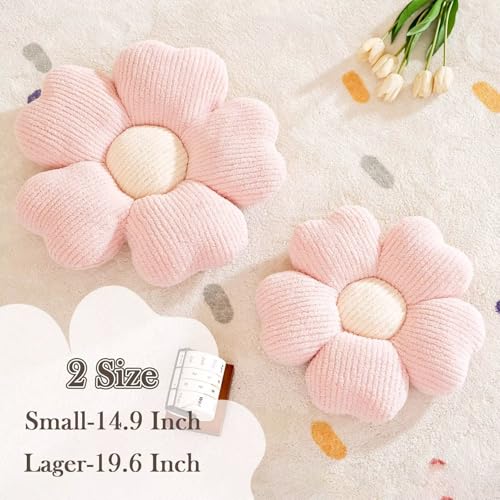 Kcvvcr Flower Throw Pillow, Cute Flower Shaped Pillow Decorative Throw Pillow for Bed Couch, Soft Daisy Pillows Floor Seating Cushion Cushions (19.6 Inch Light Pink) - color: Light Pink, size: 19.6 Inch