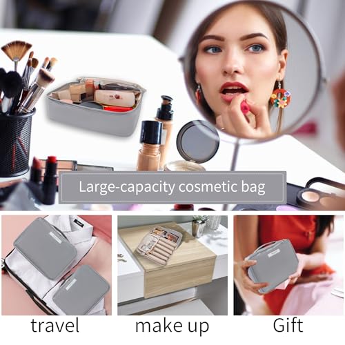 Queboom Travel Makeup Bag Cosmetic Bag Toiletry Bag for Women & Men, Grey - color: Grey-1pcs
