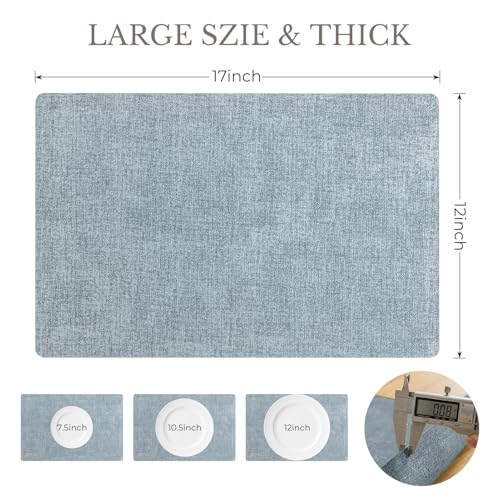 Romanstile Faux Leather Vinyl Placemats Set of 6, Sky Blue - color: Sky Blue