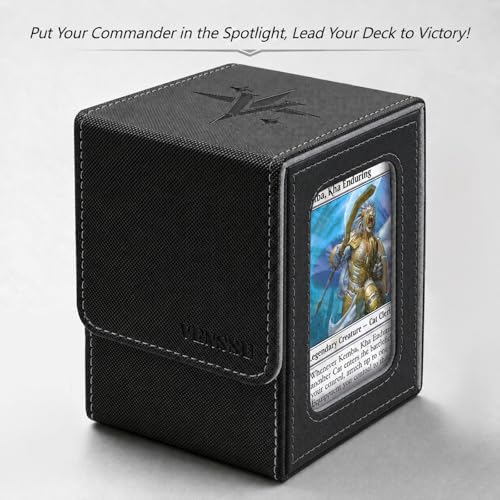 Venssu MTG Deck Box with Commander Display Window (Black＆Grey, 1 window) - color: Black and Grey