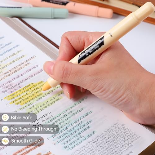 Bible Highlighters and Pens No Bleed Through, 16 Pack Assorted Colors Pastel&Earthy Gel Highlighters, Bible Markers Study Kit Journaling School Supplies with Wax texture（Soft Colors） - color: Soft colors