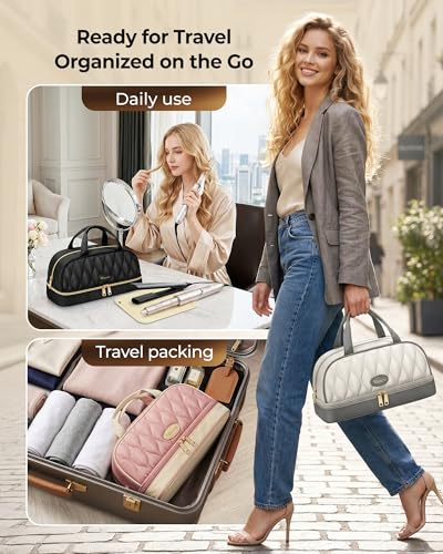 Mancro Carrying Case for Shark FlexStyle, Quilted Hair Tools Travel Bag - color: White Pink, size: Standard