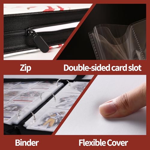 Baseball Card Binder, 1080 Pockets 9-Pocket Trading Card Album with Zipper - color: Baseball A