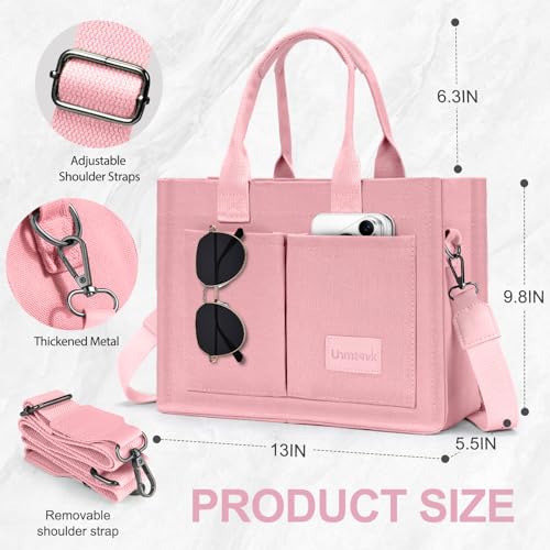 LHMTQVK Canvas Tote Bag for Women, Work & Bible Study Handbag - color: Pink
