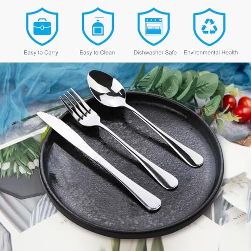 Travel Utensils With Case, Stainless Steel Reusable Portable Utensils Set With Case, Lengnoyp Travel Silverware Set - color: 4 PCS Silver