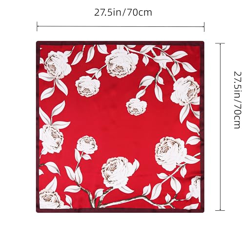 Silk Like Square Scarf for Women Men 27.5" - color: Red