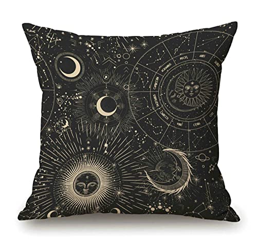 Solekla Cotton Linen Pillow Cover Astrology Moon Throw Pillow Case Cushion Cover Pillowcase for Sofa Home Bed Decorative 18"x18" - color: Sl197