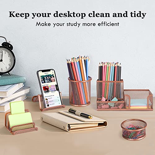 Desk Organizers Set with Mesh Pen Holder Cup, Rose Gold - color: Rose Gold