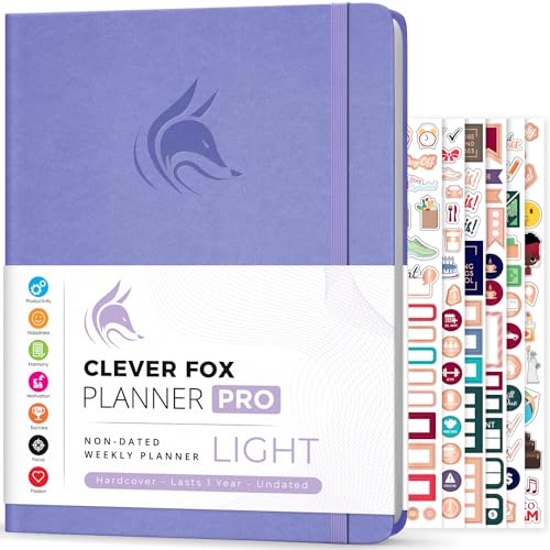 Clever Fox Planner PRO Light, Undated Weekly Planner, 8.5x11, Lavender - color: Lavender, size: A4 (8.5" x 11") Light Version