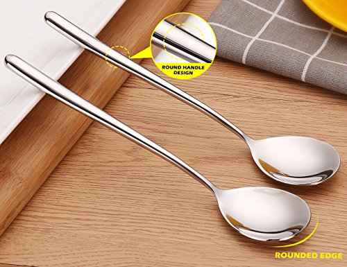 Miupoo Korean Soup Spoons Stainless Steel Long Handle Tablespoon Pack of 5 - size: 7.8x1.6 inches