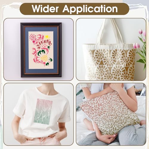12Pcs Mixed Media Stencils for Crafts, Reusable Stencils for Painting, Wood Grains Flower Texture Templates Geometric Layering Spray Paint Stencils Kit on Wall Canvas Cake Card DIY Art (11×7'') - size: 2.0