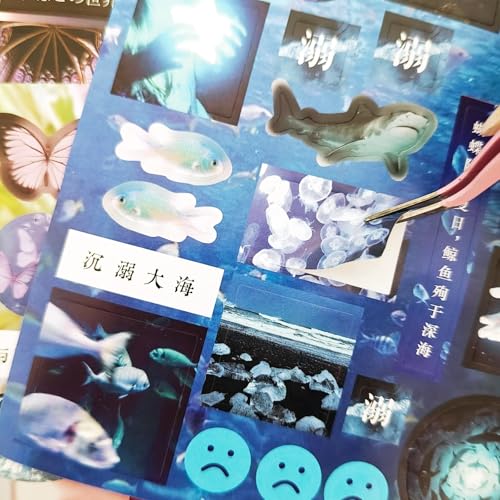 500+ Scrapbook Japanese Stickers Set,20 Sheets Vintage Japanese Stickers,Kawaii Korean Sticker for Scrapbooking,Journaling,Junk Journal,Bullet Journaling,Planner,Photo Frame,Notebook(Silent Illusion) - color: Enchanting
