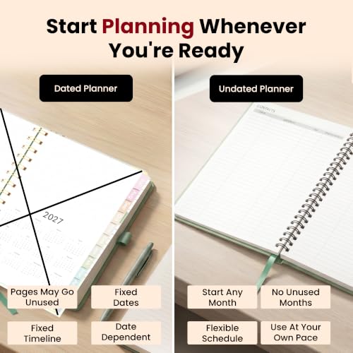 Nextnoid B5 18-Month Undated Monthly Planner, Hardcover, Black - color: a-Black, style: a-Monthly Undated