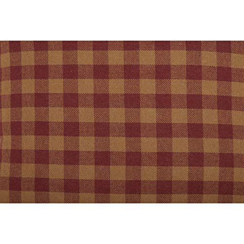 VHC Brands Burgundy Check Decorative Pattern Standard Cotton Pillow Case Set of 2, Setof2-21x30, Red - size: Standard
