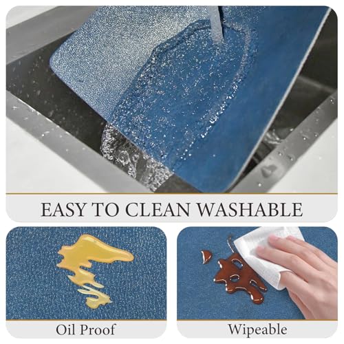 Vinyl Placemats Set of 6-12x17 Inch - Heat Resistant Washable Place Mats Waterproof Non-Slip Wipeable Table Mats for Dining Table Decor, Indoor/Outdoor Plastic Mat - color: Blue