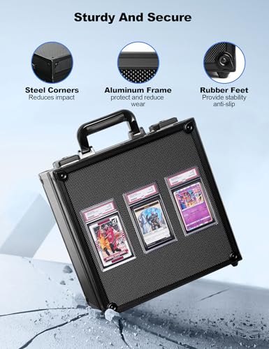 Black Graded Card Storage Box, TSA Lock Slab Case, Display Window - color: Black