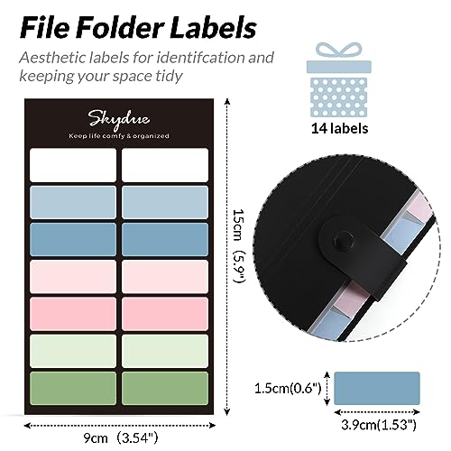 SKYDUE 8 Pockets Accordion File Organizer, Expanding File Folders, Portable Document Paper Organizer, A4 Letter Size, Snap Closure, Pack of 4 - color: Black Blue Red Green
