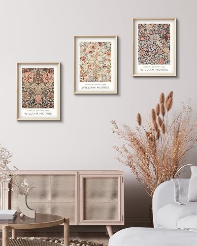 HesenDot William Morris Vintage Framed Wall Art, Floral Canvas Prints - color: Framed William Morris, size: 16"L x 12"W