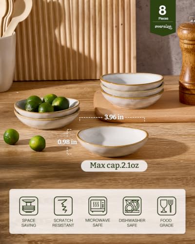 famiware Soy Sauce Dish, 2.1oz Dipping Bowl Set of 8, Cappuccino White - color: Cappuccino White, size: 8pcs