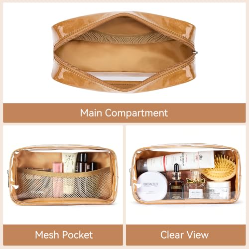 WLLWOO 2pcs Clear Makeup Bag Mini Cosmetic Pouch Travel Toiletry Organizer - color: 2pcs-Brown
