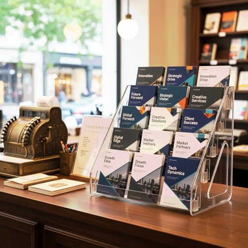 Brochure Display Stand, 2 Pack 5-Tier Acrylic Countertop Pamphlet Holder - size: 2 Pack