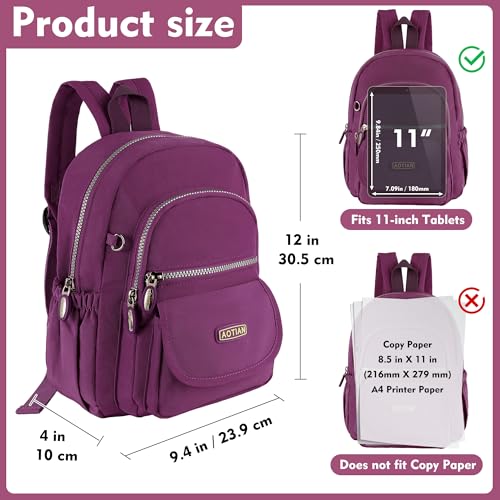 AOTIAN Mini Backpack for Women, Lightweight Sturdy Nylon Small Daypack - color: Mini Deep Purple