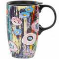 Topadorn 17oz Ceramic Travel Mug with Lid, Abstract Art Coffee Mug - color: Abstract Garden