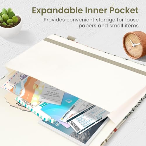 Taja Pretty Lined Journal for Women, Aesthetic Hardcover Leather Journal - color: E-Herbs, style: A-Lined
