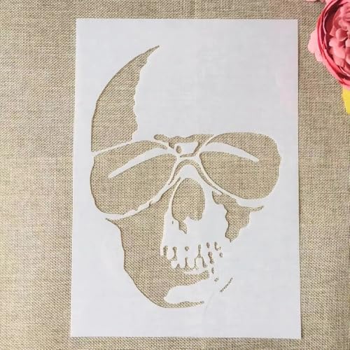 TIAMECH A4 Reusable Sunglasses Skull Stencil for Painting - style: Sunglasses Skull
