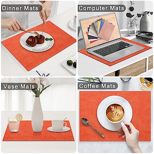 Homaxy PU Faux Leather Placemats for Dining Table, Set of 6, Orange - color: Orange