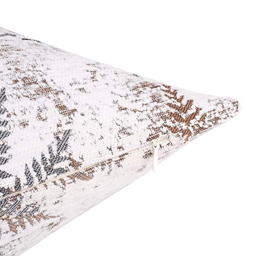 Yeiotsy Pack of 2 Nordic Style Decorative Throw Pillow Covers for Sofa Bed Card Chair Geometric Cushion Cases Jacquard Chenille (Coffee Fern, 18 X 18 Inches) - color: Coffee Fern