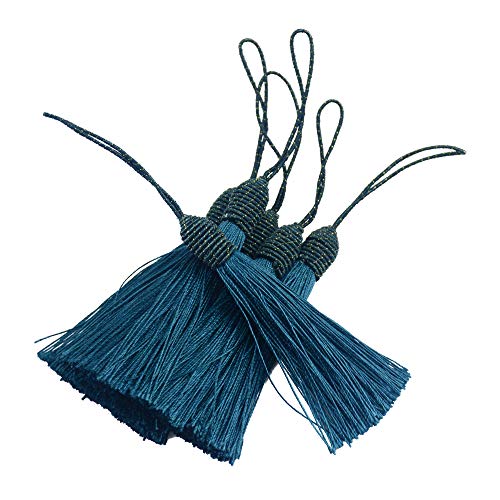 20pcs 6 Inch Silky Tassels with Chinese Knot for DIY Crafts(Dark Teal) - color: Dark Teal