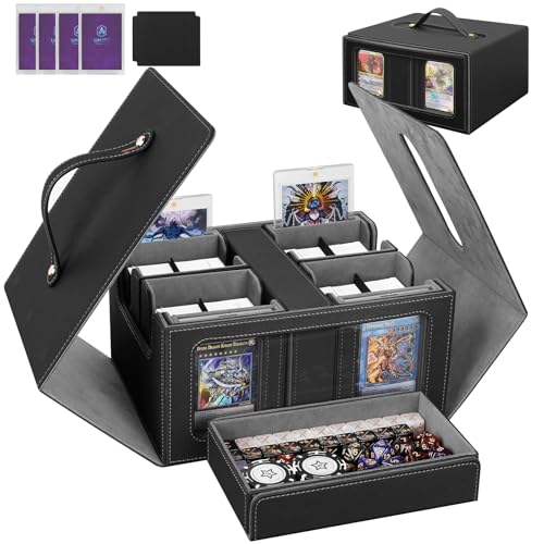 Deck Box Commander for TCG, 5-In-1 Deck Box MTG with Display Windows - color: Black Gray, size: 5-IN-1 Standard