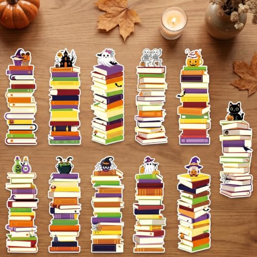 Halloween Book Tracker Bookmarks - 150 Pcs Bookshelf Bookmark Pumpkin Ghost Witch Double-Sided Page Book Markers Gifts for Women Men Office Reading Holiday Party Rewards Supplies - color: Halloween Pumpkin Ghost