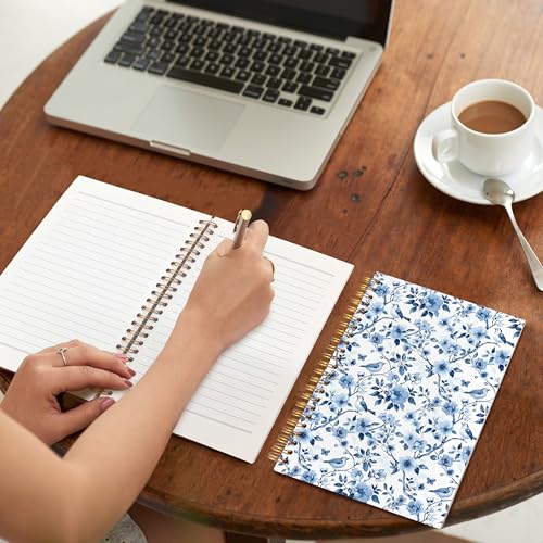 VIIJJUE Chinoiserie Blue and White Porcelain Notebook Journal, Blue Flowers Notebooks for Note Taking, Hardcover Spiral Journal 5.5x8.3 Inch - color: C-Blue