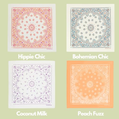 The Peacock Crew Premium Soft Cotton Bandanas Pack for Men and Women Paisley 22 x 22 inches - color: Pack of 4 the Bohemians