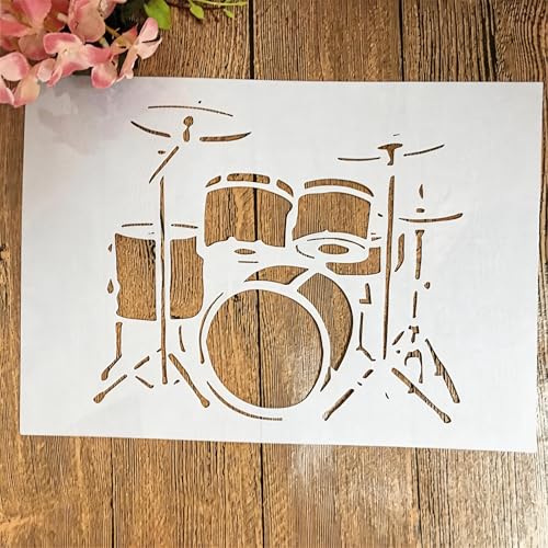 TIAMECH A4 Reusable Musical Instrument Band Drum Stencil for Painting - style: Band Drum