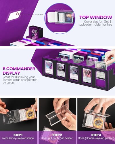 Gomyrod 5 Row 4200+ Trading Card Storage Box with Commander Display - color: Black/Purple, size: 4200+