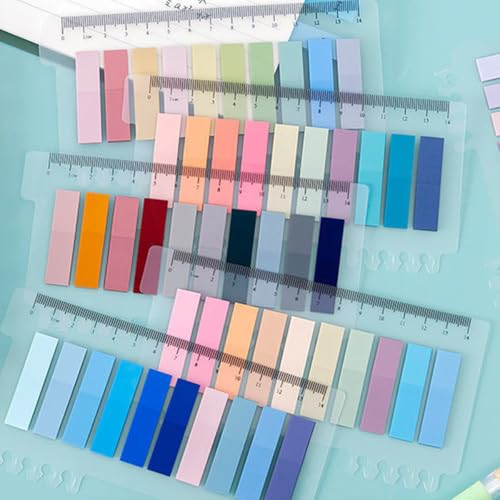 8PACK Sticky Tabs, Transparent Sticky Notes Flags Pastel Book Tabs Writable Annotation Tabs Morandi Page Markers Clear Index Tabs with Ruler Translucent Index Stickers for Books Office Supplies