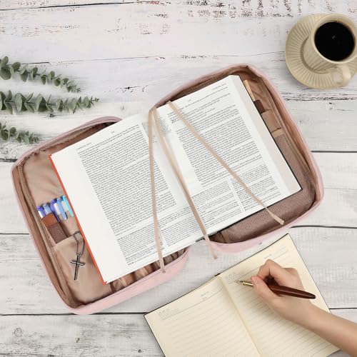 FINDCOZY Bible Cover for Women, Large Carrying Case for Regular Bible - color: Pink, size: Large