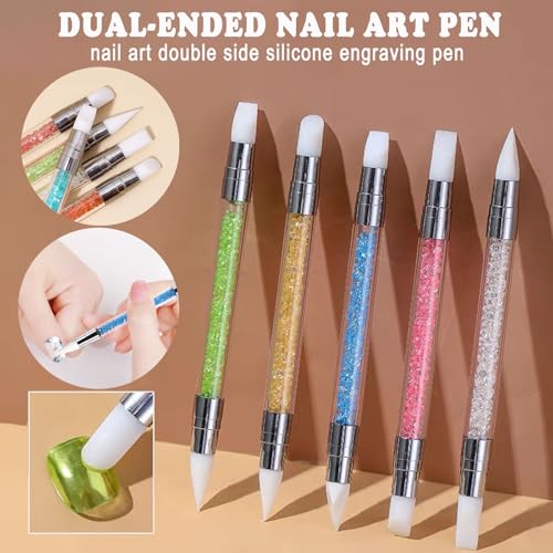 31Pcs Nail Art Brush Set with Dotting Tools, Liner Brushes & Silicone Pens - size: Style A