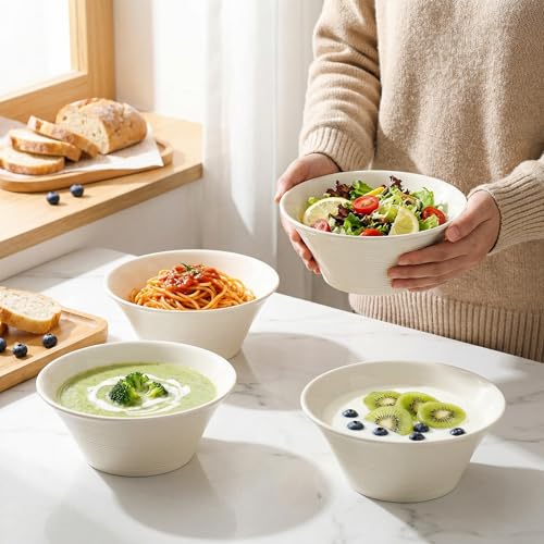 Ceramic Ramen Bowls Set of 3, 34 oz Noodle Bowls, 8 Inch - size: Soup Bowls Set of 3