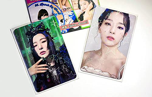 100 Packs Laser Star Photocard Sleeves Kpop 200 Microns Ultra Thick Sleeves Idol Photo Cards Protector Trading Cards Shield Cover (New Star-Shape Laser, Unsealable) - style: New Star-Shape Laser, Unsealable