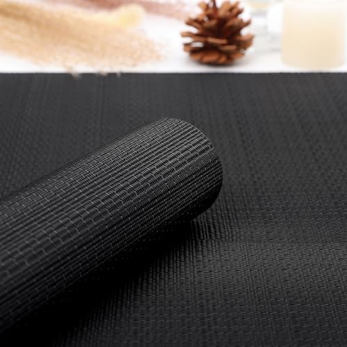 Myir JUN Placemats Set of 6 Kitchen and Dining Table Placemats - color: Black, size: Set of 6