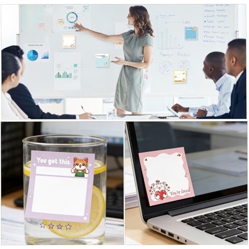 9 Pcs Cute Cat Sticky Notes, Fun Kawaii Cat Self-Adhesive Notes for Women Man, Inspirational Positive Sticky NotePads for Teacher Students Office Worker Animal Lovers Gift - color: Cute Cat