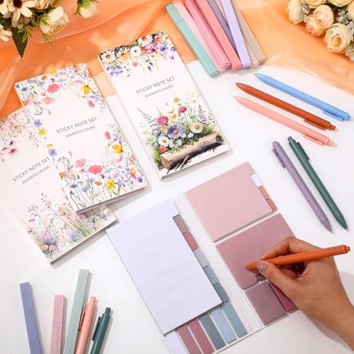 Thenshop 26 Pcs Book Annotation Kit for Women Back to School Supplies, 4 Pack Sticky Note Set of 2112 Sheets Pastel Sticky Notes Tabs Dividers, 12 Highlighters, 10 Gel Pens for Teacher Office Gifts