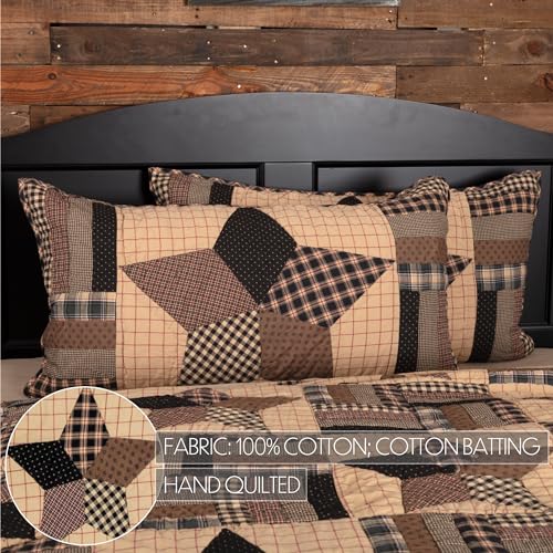 VHC Brands, Bingham Star, Cotton, 21x37, King Sham, Black - size: 37" x 21" (Pack of 1)