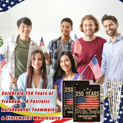 Resurhang 24 Pcs 250th Anniversary Patriotic Gifts Flag Notebook Pens - style: Independence Day