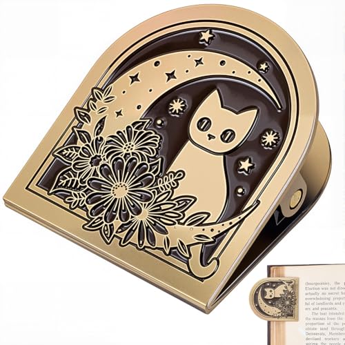 CRASPIRE Cat Moon Journal Metal Clip Cute Vintage Travelers Notebook Book Bill Binder Clips Holder Alloy Antique Bronze Decorative Travelers for TN Travelers Art Reading Decoration Accessories - style: Cat Moon